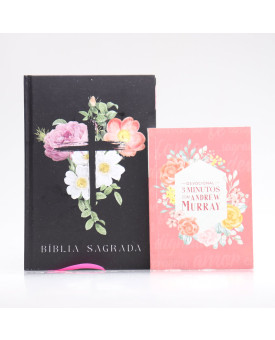 Kit Bíblia Minha Jornada com Deus NVI Flores Cruz + Devocional Andrew Murray | As Promessas de Deus