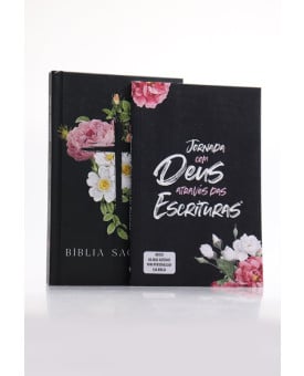 Kit Bíblia NVI Slim + Abas Adesivas | Flores Cruz | Vivendo a Maravilha 