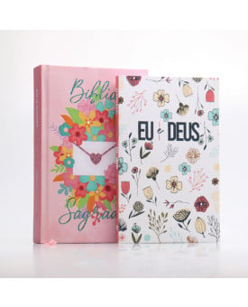 Kit Bíblia Sagrada ACF Letra Gigante Florescer + Devocional Eu e Deus Flowers Branca | Caminhos Para Sabedoria