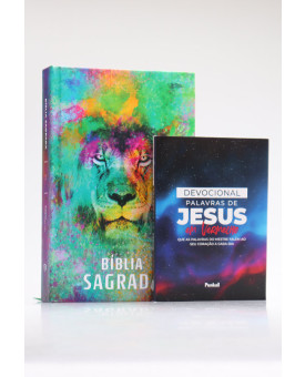 Kit Bíblia Grife e Rabisque Leão Color + Devocional Palavras de Jesus em Vermelho Nébula | Volte a Sonhar 