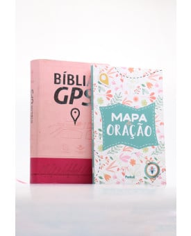 Kit Bíblia GPS NTLH | Rosa Pink + Mapa da Oração Delicadeza | A Direção Certa 