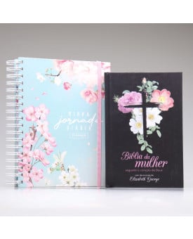 Kit Bíblia de Estudo da Mulher Segundo o Coração de Deus | AS21 | Flores Cruz + Planner Feminino Inverno | Planejamento Diário 