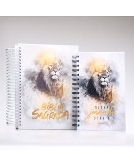 Kit Bíblia ACF Leão Dourado Com Espaço Para Anotações + Planner Masculino Leão Dourado | Constância na Fé