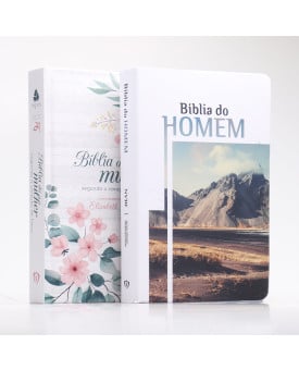 Bíblia de Estudo da Mulher Segundo o Coração de Deus | AS21 | Floral Branca + Bíblia do Homem NVI | Casal de Fé