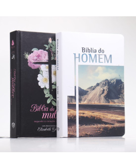 Bíblia de Estudo da Mulher Segundo o Coração de Deus | AS21 | Flores Cruz + Bíblia do Homem NVI | Casal de Fé 