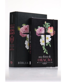 Kit Bíblia de Estudo KJA | Flores Cruz + Meu Diário de Oração | Divina Providência