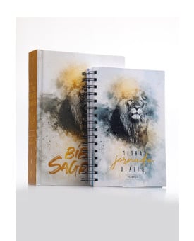 Kit Bíblia de Estudo KJA | Leão Dourado + Planner Masculino Leão Dourado | Graça Eficaz 