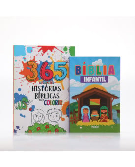 Kit Bíblia Infantil Colorida | Meninos Jesus + 365 Histórias Bíblicas para Colorir | Pequenos Cordeirinhos 