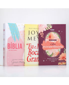 Kit Bíblia de Estudo Joyce Meyer NVI Abstrata + Eu e Minha Boca Grande + Vida Extraordinária Vinho | Meu Propósito de Vida