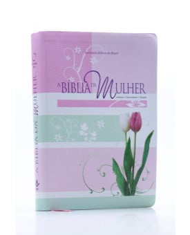 A Bíblia da Mulher | RA | Letra Normal | Couro Bonded | Tamanho Grande | Tulipas