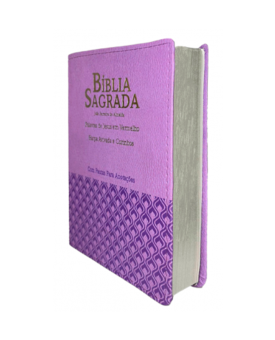 Bíblia Sagrada com Espaços para Anotações | RC | Letra Gigante | Capa PU | Luxo | Harpa e Corinhos | Lilás