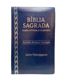 Bíblia Sagrada | ARC | Letra Hipergigante | Capa Luxo com Harpa e Courinhos | Azul 