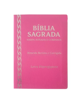 Bíblia Sagrada | ARC | Letra Hipergigante | Capa Luxo com Harpa e Courinhos | Pink