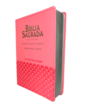 Bíblia Sagrada com Espaços para Anotações | RC | Letra Gigante | Capa PU | Luxo | Harpa e Corinhos | Rosa 