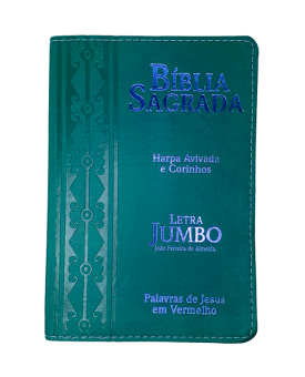 Bíblia Sagrada | Letra Jumbo | Capa PU Luxo com Harpa | Arabesco Azu