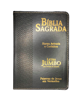 Bíblia Sagrada | Letra Jumbo | Capa PU Luxo com Harpa | Estrela Preta 