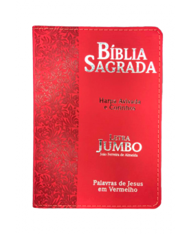 Bíblia Sagrada | Letra Jumbo | Capa PU Luxo com Harpa | Ramos Vermelha