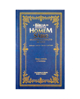 Bíblia do Homem Sábio Segundo o Coração de Deus | RC | Harpa Avivada | Letra Gigante | Azul Clássico