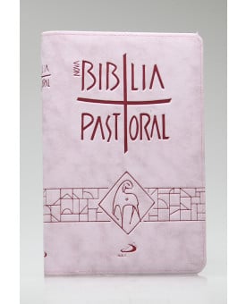 Nova Bíblia Pastoral | Letra Normal | Luxo | Tamanho Médio | Rosa | Zíper