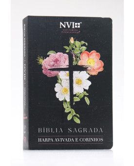 Bíblia Sagrada | NVI | Harpa Avivada e Corinhos | Letra Hipergigante | Semi-Flexível | Flores Cruz