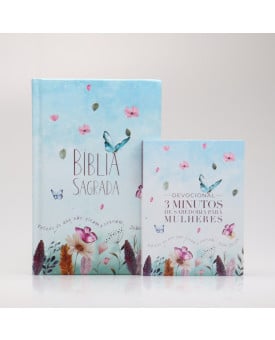  Kit Bíblia NVI Slim + Devocional 3 Minutos de Sabedoria Para Mulheres | Jardim Secreto | Persevere Com Cristo