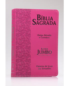 Bíblia Sagrada | RC | Harpa Avivada e Corinhos | Letra Jumbo | Luxo | Ramos Pink