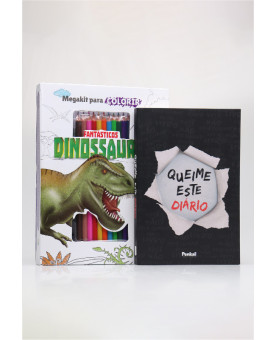 Kit Dinossauros Sapecas | Queime Este Diário | Preto + Megakit Para Colorir | Fantásticos Dinossauros