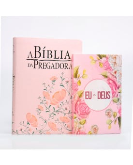 Kit Bíblia da Pregadora RA | Flores Rosa/Verde + Devocional Eu e Deus Floral Aquarela | Coração Puro
