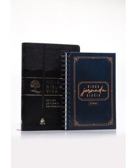 Kit Nova Bíblia Viva Preta + Planner Masculino Clássico Azul | Vida e Coração 
