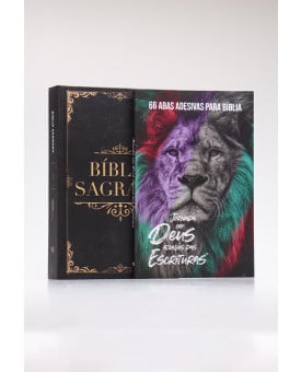 Kit Bíblia ACF Gigante Clássica + Abas Adesivas Leão de Judá | Poder Divino 