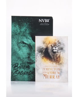 Kit Bíblia Sagrada | NVI | Leão Azul  + Devocional 3 Minutos com Andrew Murray Leão Dourado | Verdade Poderosa 