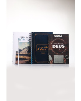 Kit Bíblia do Homem + Planner Masculino Clássico Azul + Devocional Spurgeon | Paz Perfeita