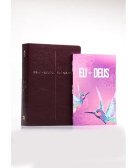 Kit Bíblia de Estudo NVT | Luxo | Vinho + Devocional Eu e Deus Beija Flor | O Conhecimento de Deus 