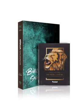 Kit Bíblia Sagrada | RC | Letra Gigante | Capa Dura | Leão Azul + Devocional Pentecostal | Leão | Momento com Pai