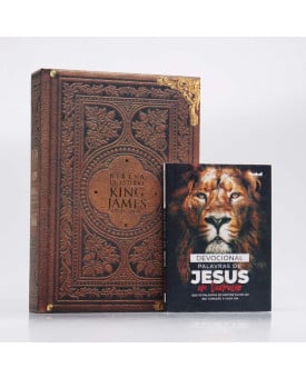 Kit Bíblia de Estudo KJA Letra Hipergigante | Vintage + Devocional Palavras de Jesus em Vermelho | Isaías | Palavras Cheias de Poder