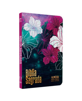 Bíblia Slim Capa Dura | RC | Harpa e Courinhos - Floral Magenta