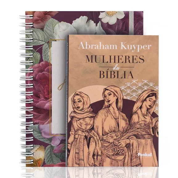 Kit Planner Minha Jornada Diária | Flores Bordô + Mulheres da Bíblia | Abraham Kuyper | Em Busca da Palavra