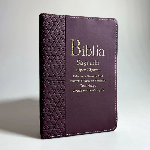 Bíblia Sagrada | Letra Hiper Gigante | RC | Harpa e Corinhos | Luxo | Estrelas Vinho
