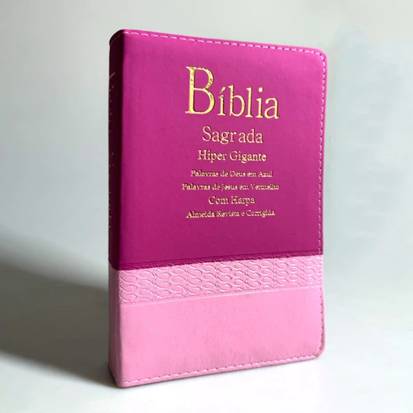 Bíblia Sagrada | Letra Hiper Gigante | RC | Harpa e Corinhos | Bicolor Horizontal | Pink e Rosa
