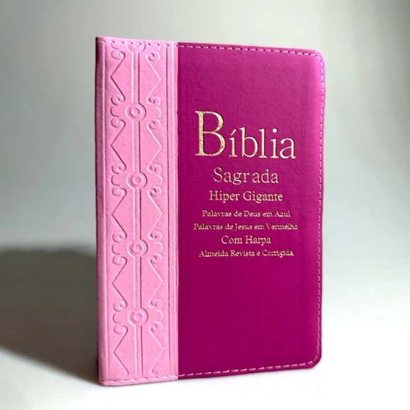 Bíblia Sagrada | Letra Hiper Gigante | RC | Harpa e Corinhos | Bicolor Vertical | Rosa e Pink