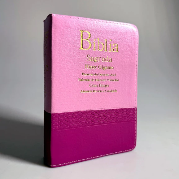 Bíblia Sagrada | Letra Hiper Gigante | RC | Harpa e Corinhos | Bicolor Horizontal | Rosa e Pink