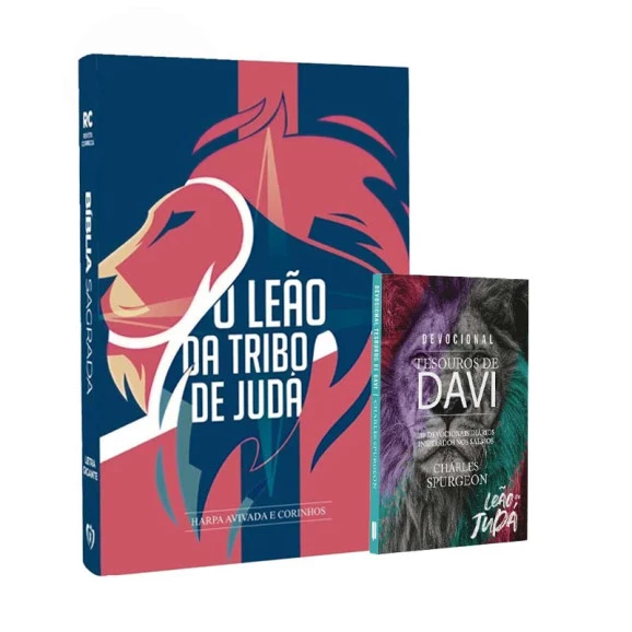 Kit Bíblia | RC | Letra Gigante|Leão de Judá + Devocional Tesouros de Davi| Sagrada Jornada