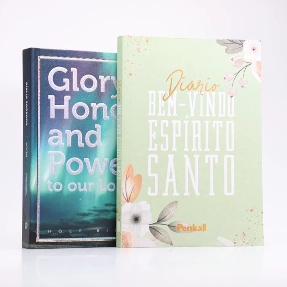 Kit Bíblia Glory Honor and Power + Diário Bem-Vindo Espírito Flores Verde