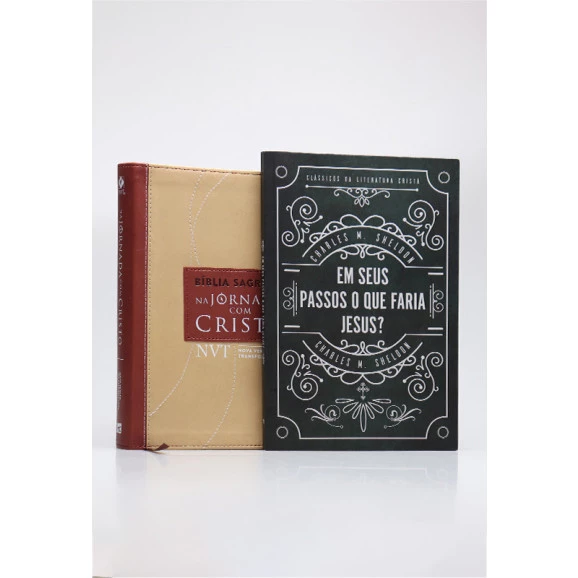 Kit Bíblia NVT na Jornada com Cristo Marrom + Em Seus Passos O Que Faria Jesus? | Charles M. Sheldon