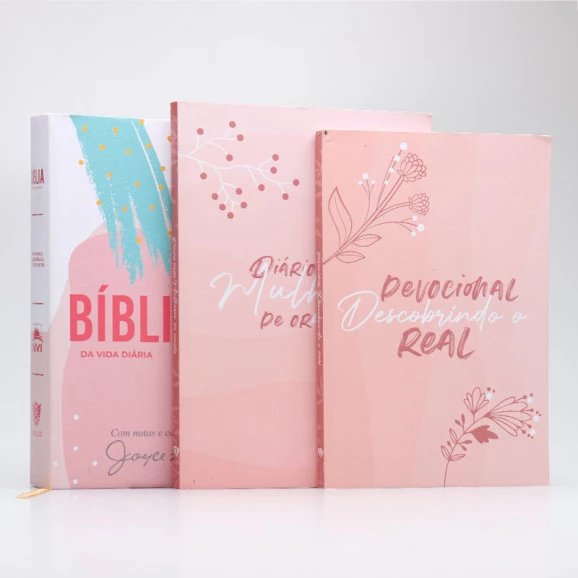 Kit Bíblia da Joyce Meyer Abstrata + Devocional Descobrindo o Real + Diário Para Mulheres de Oração | Mulher de Fé