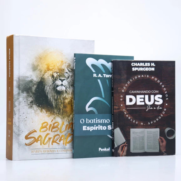  Kit Bíblia Sagrada Jumbo RC + Devocional C. H. Spurgeon + O Batismo com o Espírito Santo | Leão Dourado