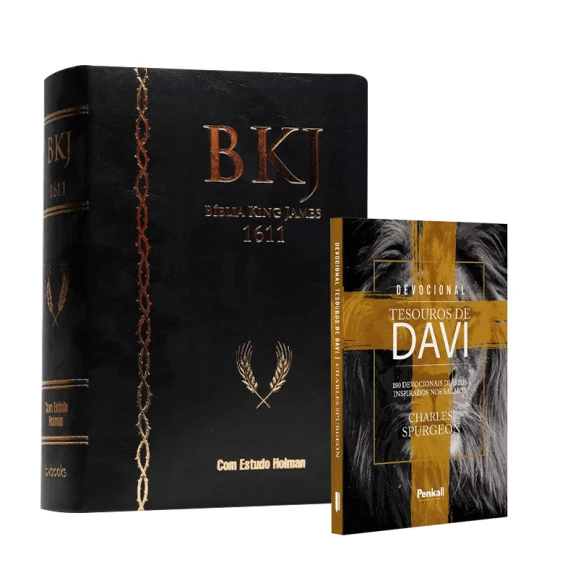 Kit Bíblia de Estudo King James Holman + Devocional Tesouros De Davi Lion Cruz | Compreendendo As Bençãos