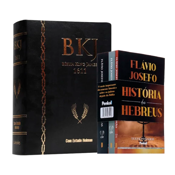 Kit Bíblia de Estudo King James Holman + Box 3 Livros Histórias Dos Hebreus | Sagradas Escrituras
