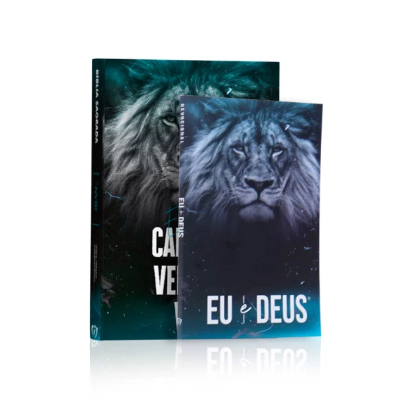 Kit Bíblia NVI Slim Lion + Devocional Eu e Deus | Presença de Cristo
