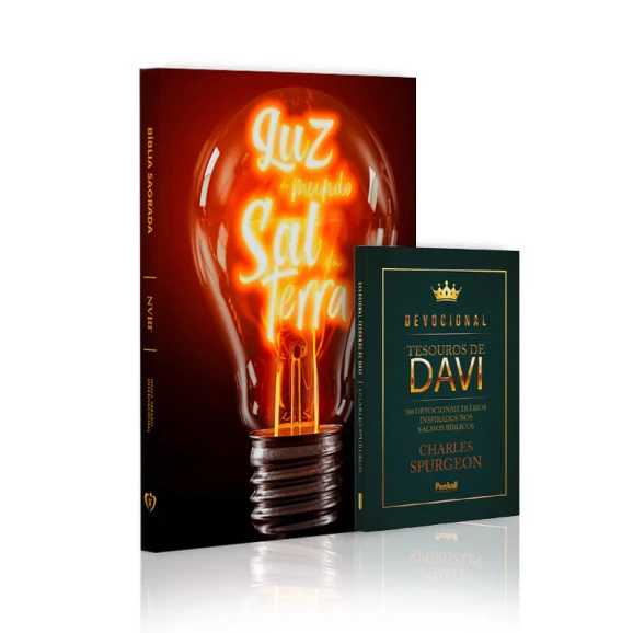 Kit Bíblia NVI Slim Luz do Mundo + Devocional Tesouros de Davi | Liderança de Deus (padrão)